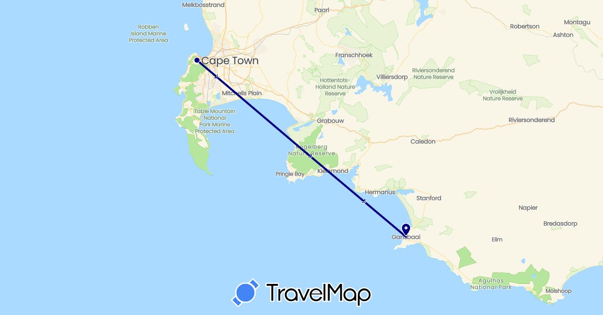 TravelMap itinerary: driving in South Africa (Africa)